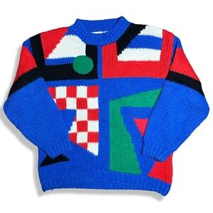 Vintage 90s Colorful Geometric Knit Sweater